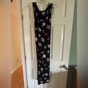 Jane Ashley Black Dress with White Floral Design